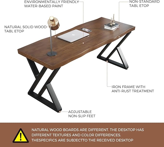 Rustic Style Solid Wood 55-inch Computer Desk - Image 5