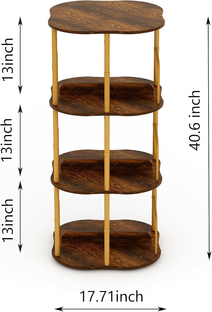 3-Tier Rotating Bookshelf, 360 ° Display Stackable Spinning Bookshelf Tower - Image 2