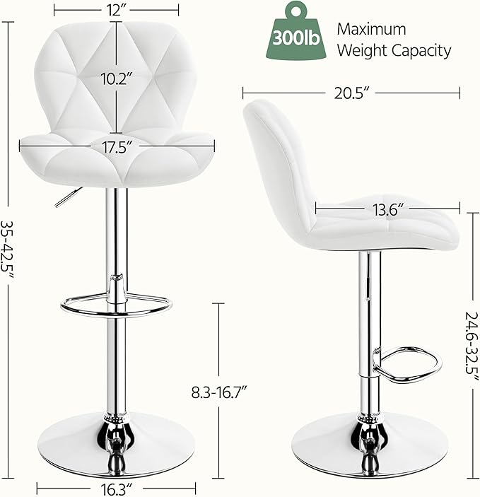 Yaheetech Barstools Set of 2, PU Leather Counter Stools Bar Chairs - Image 3