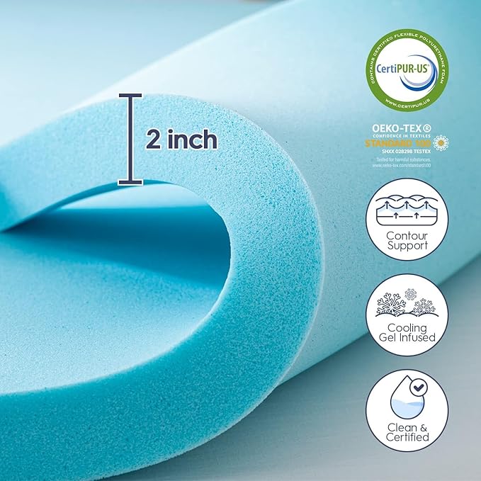ELEMUSE Full XL Dual Layer 3 Inch Memory Foam Mattress Topper, 2 Inch Cooling - Image 9