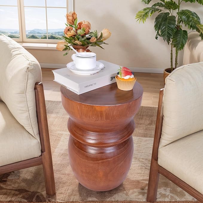 Compact Natural Wood Tree Stump End Table – Small 15.75" H Rustic Accent Table - Image 6