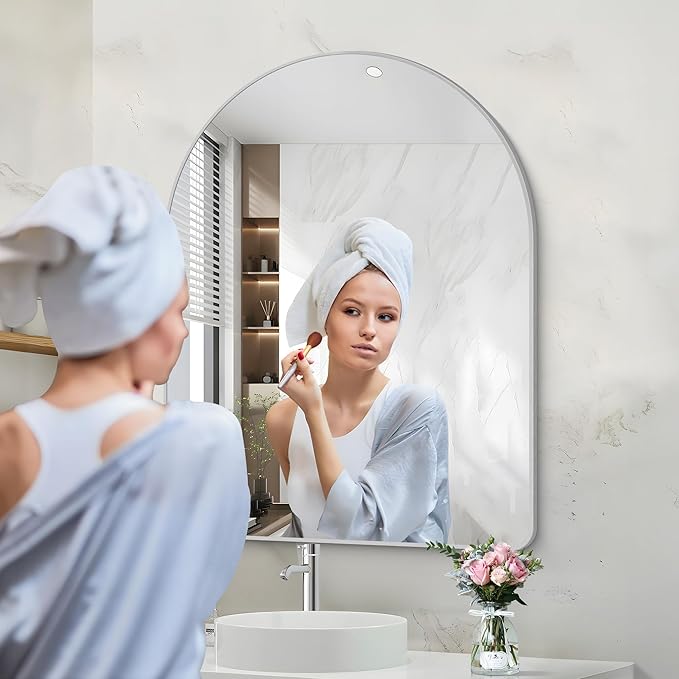 Arched Bathroom Mirror, Wall Mounted Mirror, Living Room, Vertically Hanging or - Image 4