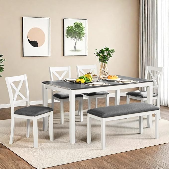 Dining Table Set for 5, 6-Piece Kitchen Table & Chairs Set - Image 3