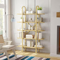 Wide Bookshelf Arched Bookcase, Industrial 5 Tier 72" Tall Freestanding Heavy by Kogven