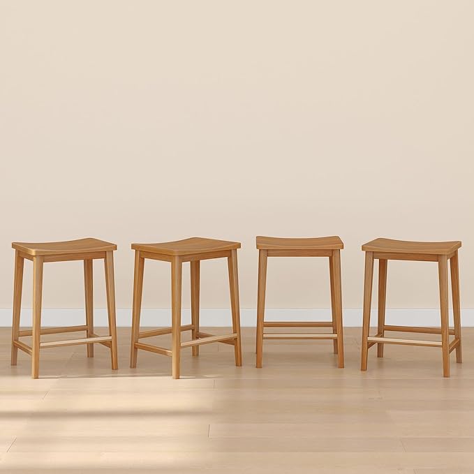 Plank+Beam Smythe Counter Stool, Sturdy Wood Modern Kitchen Counter Height Stool by PlankBeam