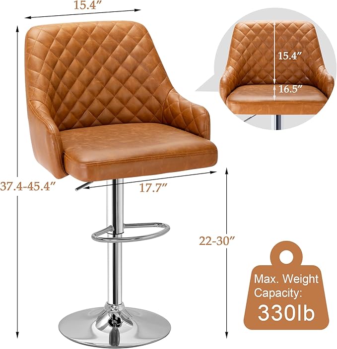VECELO Bar Stools Set of 4, Adjustable Bar Stools - Image 7