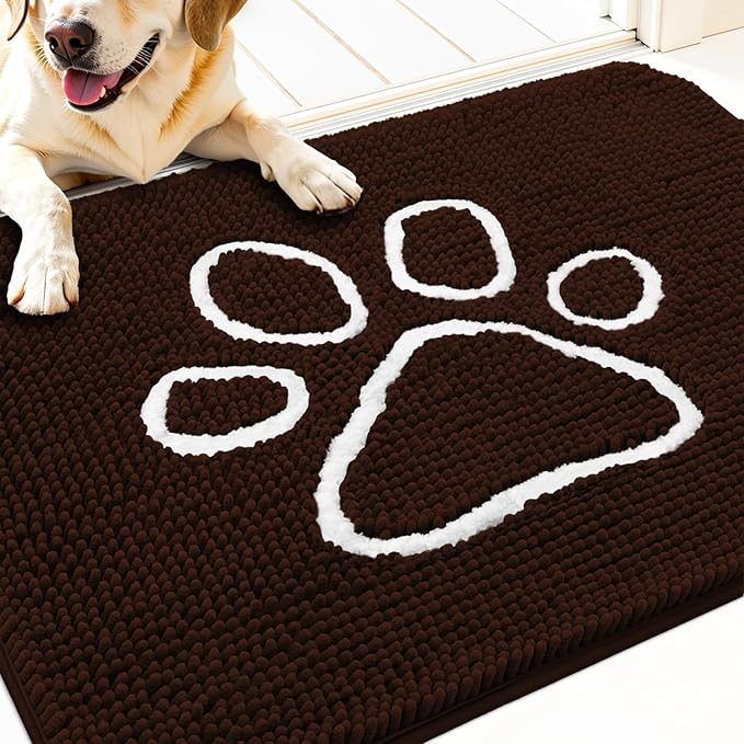 OLANLY Door Mat for Muddy Dog Paws 30x20, Ultra Absorbent Chenille Mud Doormat by OLANLY