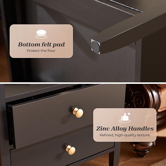 Huuger Nightstand with Charging Station, Bed Side Table - Image 8