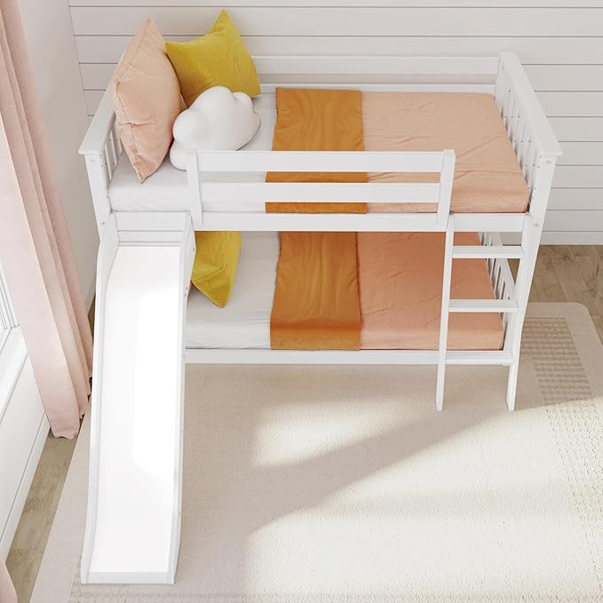 Max & Lily Solid Wood Twin Over Twin Size Low Bunk Beds - Image 7