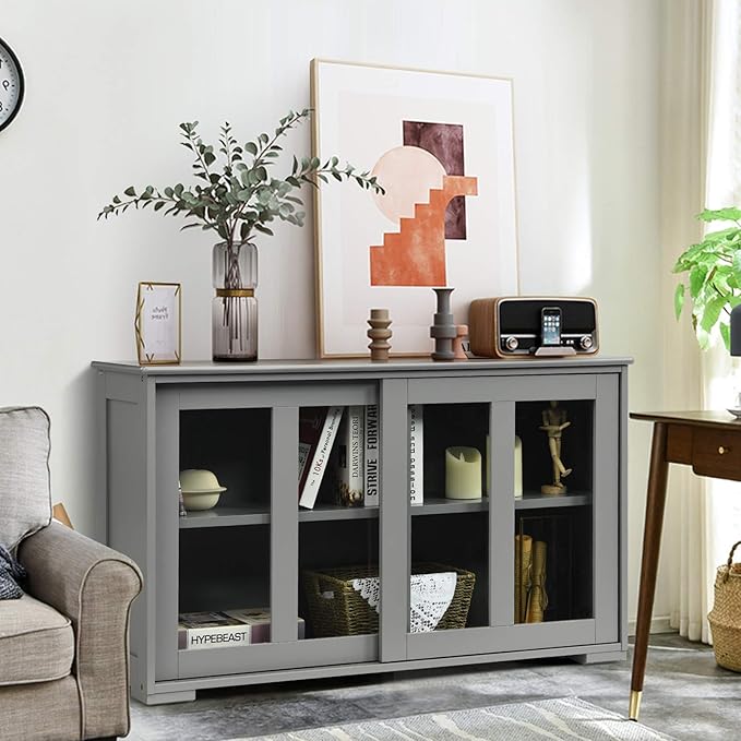 Costzon Sideboard Buffet Cabinet, Wooden Kitchen Storage Cabinet - Image 9