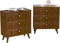 COSIEST Modern End Table w 3 Storage Drawers, Night Stand w Honeycomb Pattern by COSIEST