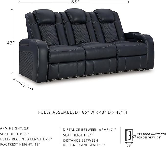 Signature Design by Ashley Fyne-Dyme Contemporary Power Reclining Sofa - Image 3