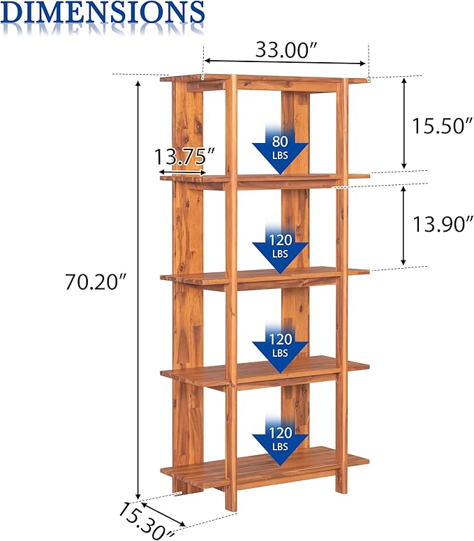 Christopher Knight Home Milio Modern 4 Shelf Bookcase, Acacia Solid Wood Book - Image 2