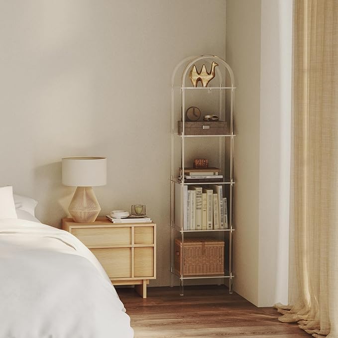 5-Tier Acrylic Arched Bookcase, 13.8''W x 11.8''D x 57.1''H, Open Display Book - Image 2