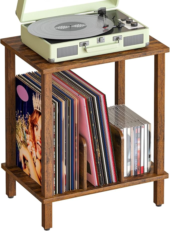 HOOBRO Record Player Stand, 2-Tier End Table, Vinyl Record Turntable Stand by HOOBRO