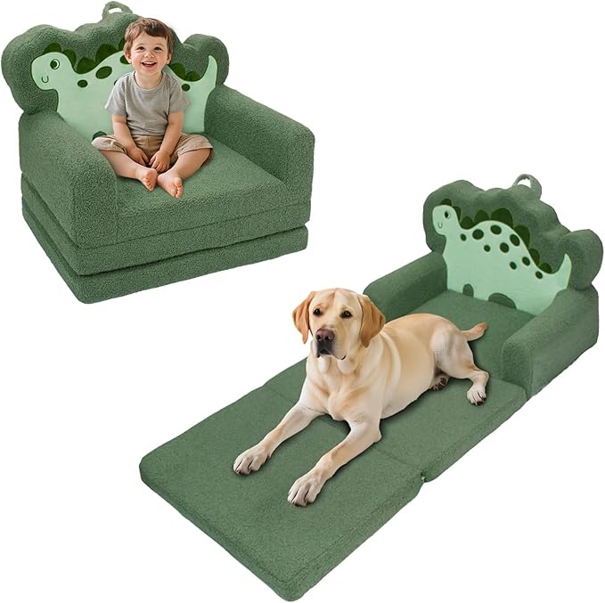 TinyPalsa Kids Couch, Convertible Sofa to Lounger Fold Out, Gift by TinyPalsa