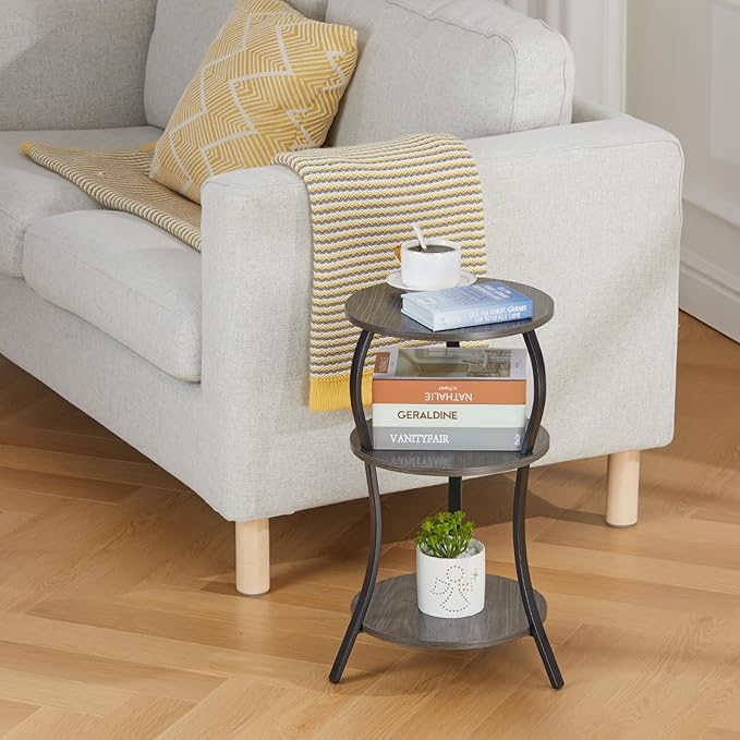 Vintage Small Round Side Table, 3-Tier Slim Waist Circular End Table - Image 7