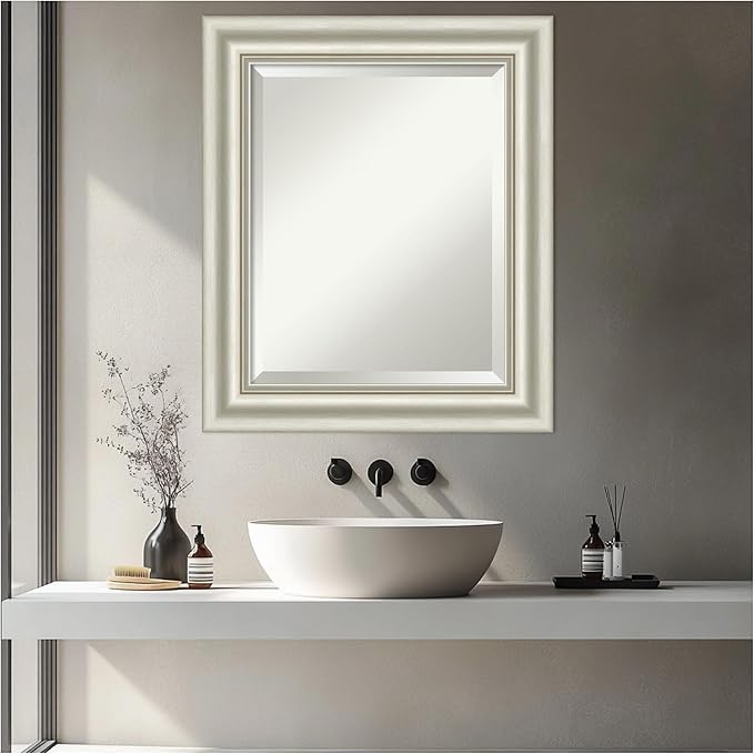 Amanti Art Bathroom Mirror for Over Sink, 26x22 Sophia Silver Rectangle Vanity - Image 4