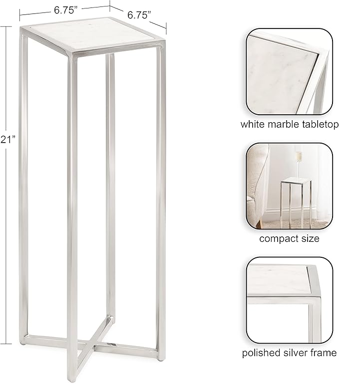 Kate and Laurel Jaspur Modern Glam Drink Table, Decorative Metal and Marble - Image 2