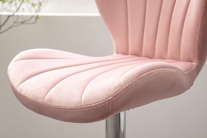 Roundhill Furniture Ellston Velvet Adjustable Swivel Barstools in Pink - Image 8
