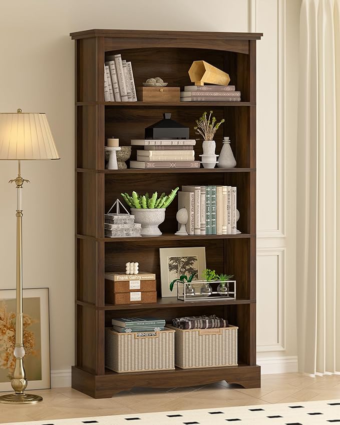 TVU 5-Tier Wooden Bookshelf, 65 Inch Tall Bookshelf - Image 5