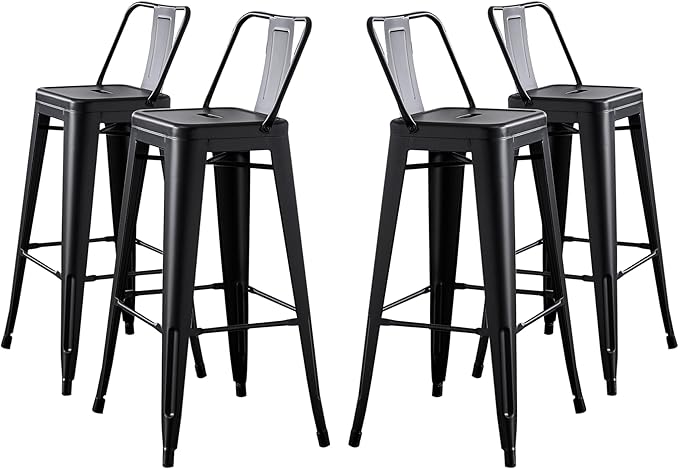 AC Pacific 30” Metal Barstool Set of 4 – Country Rustic Style by ACPacific