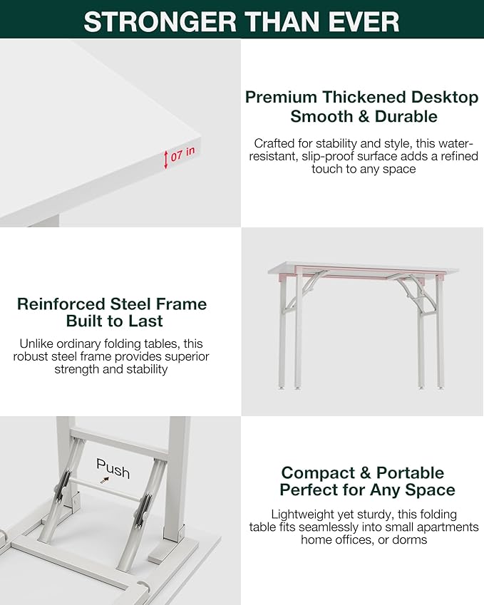 Frylr Small Folding Computer Desk – 43.3 Inch Portable Table - Image 5