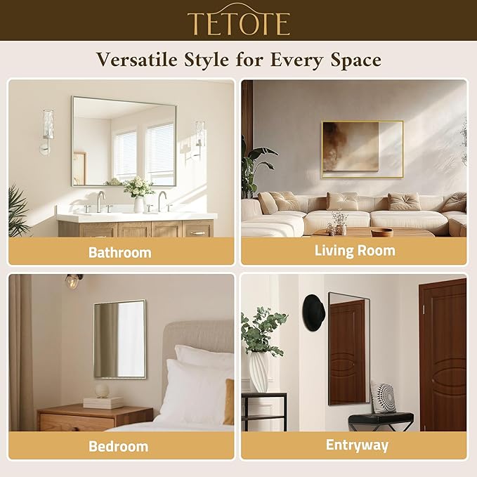 TETOTE Brushed Nickel Bathroom Mirror - Image 7