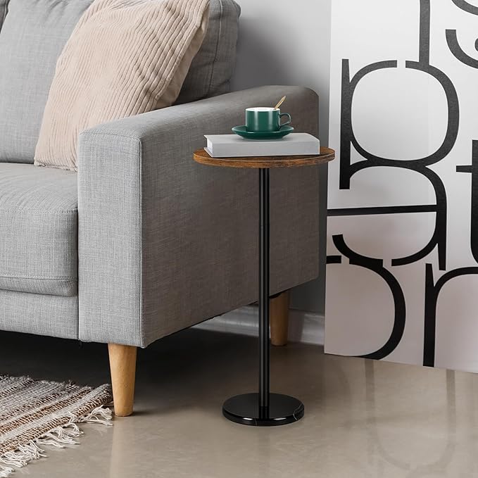 Round Side Table Set of 2 Small Drink Pedestal Accent End Coffee Cocktail Table - Image 2