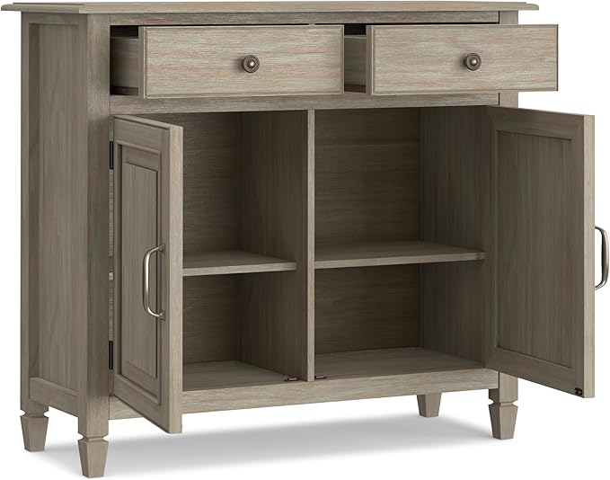 SIMPLIHOME Connaught 40-inch Wide Solid Wood Storage Cabinet in Distressed Grey - Image 4