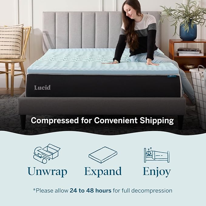 LUCID Gel Infused Memory Foam Mattress Topper – 2 Inch Mattress Topper – 5 - Image 4