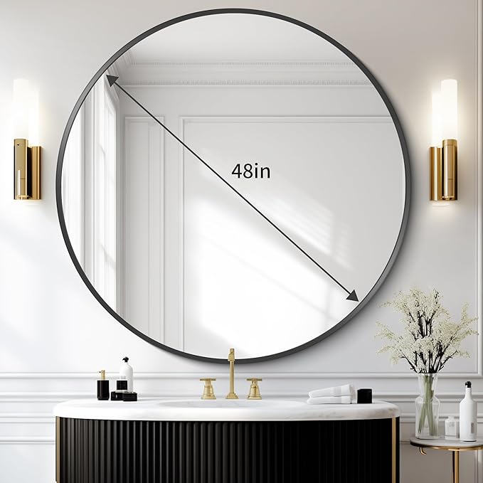 Black Round Mirror, Living Room - Image 3