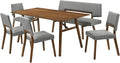 Armen Living Channell Mid Century Modern 6 Piece Walnut Wood Dining Table Set by ArmenLiving
