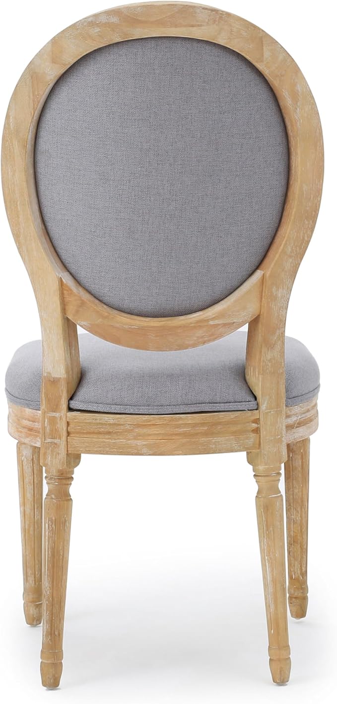 GDFStudio Hedwig French Country Fabric Dining Chairs, Light Gray + Natural - Image 10