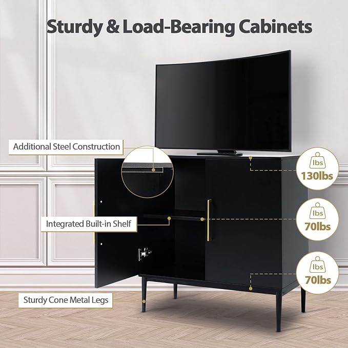 Modern Storage Cabinet, Free Standing Buffet Cabinet, Wood Accent Furniture - Image 4