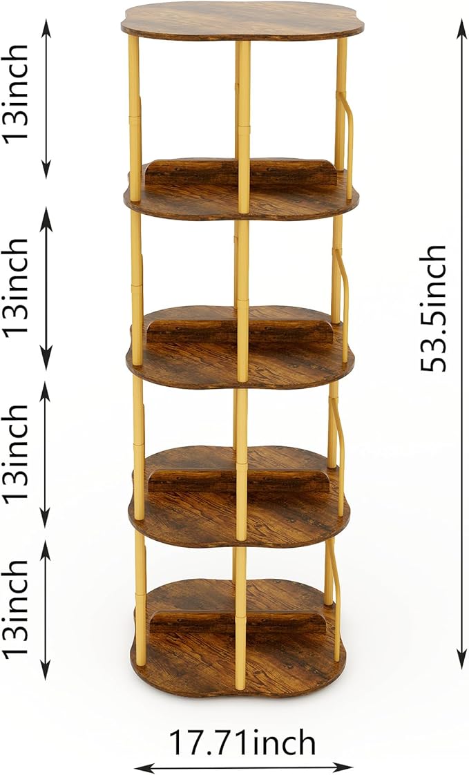 4-Tier Rotating Bookshelf, 360 ° Display Stackable Spinning Bookshelf Tower - Image 2