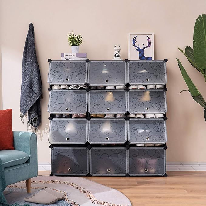 Portable Shoe Rack Organizer, 48-Pair Tower Shelf Storage Cabinets, Plastic - Image 4