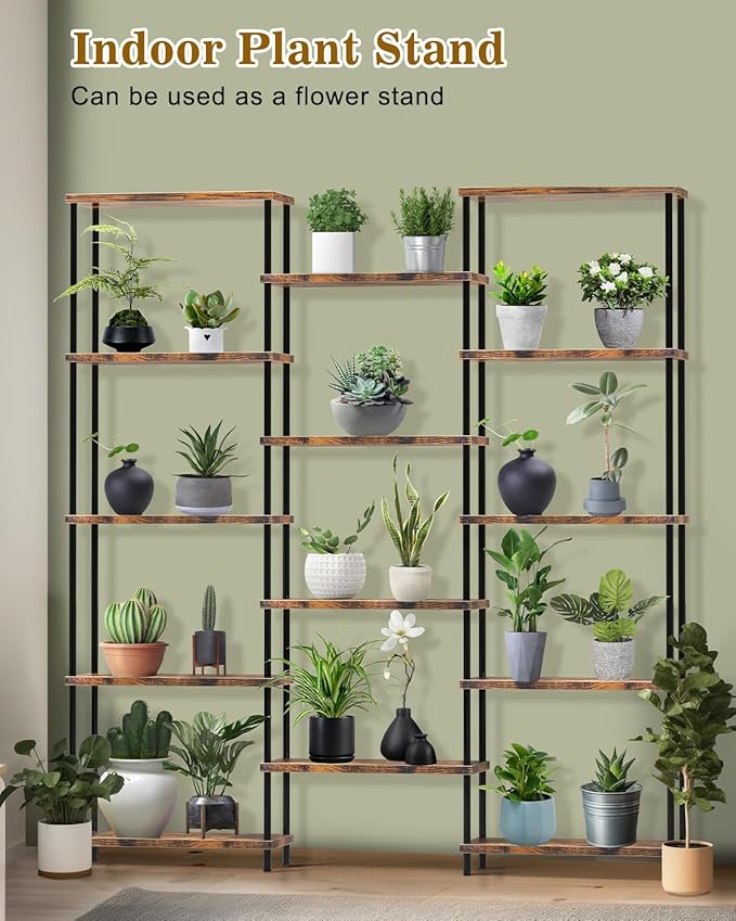 MOOACE 5 Tier Bookshelf, Industrial Style Bookcases - Image 8