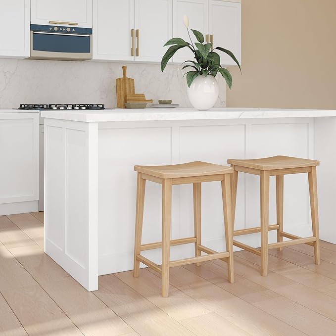 Plank+Beam Smythe Counter Stool, Sturdy Wood Modern Kitchen Counter Height Stool - Image 2