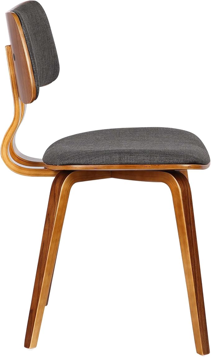 Armen Living Jaguar Mid-Century Dining Chair in Walnut Wood and Charcoal Fabric - Image 3