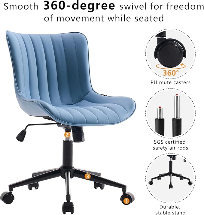 YOUNIKE Blue Home Office Desk Chair - Image 4