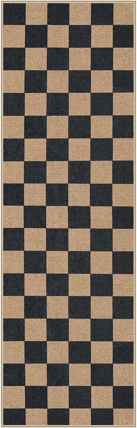 Lahome Checkered Easy Jute Runner Rug, 2x8 Kitchen Rug Non Slip Washable - Image 8