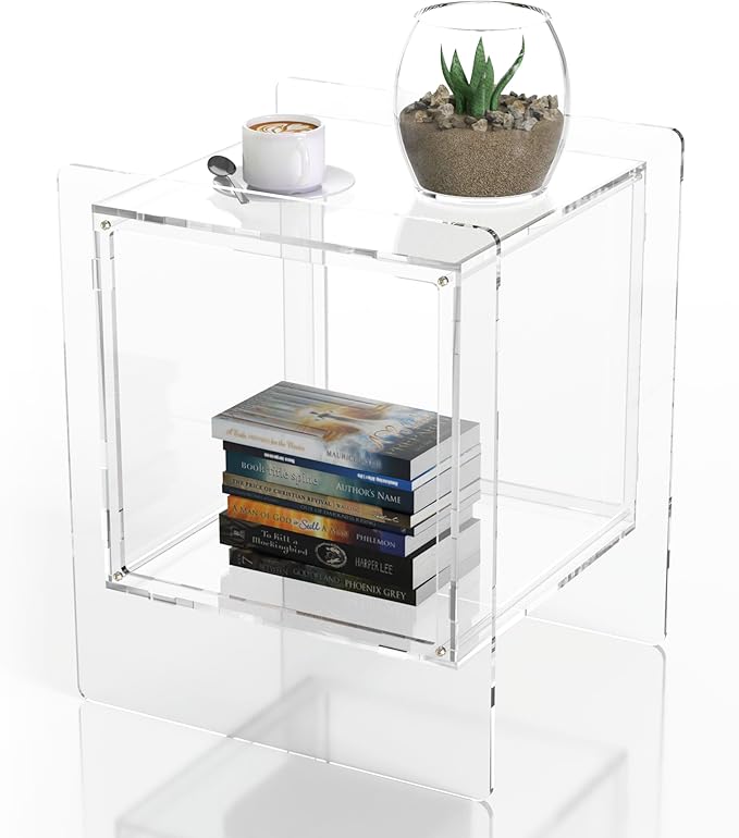 Clear Acrylic Night Stand, Modern Bedroom Night Stand by B%27More+Brands