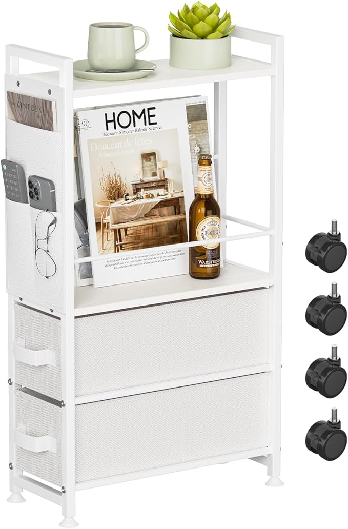 Small Narrow Side Tables for Small Spaces, Skinny Bedside End Table Nightstand by Oppro