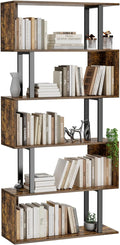 Gadroad 5-Tier Geometric Bookcase, S Shaped Bookshelf, Wood Decorative Storage by Gadroad