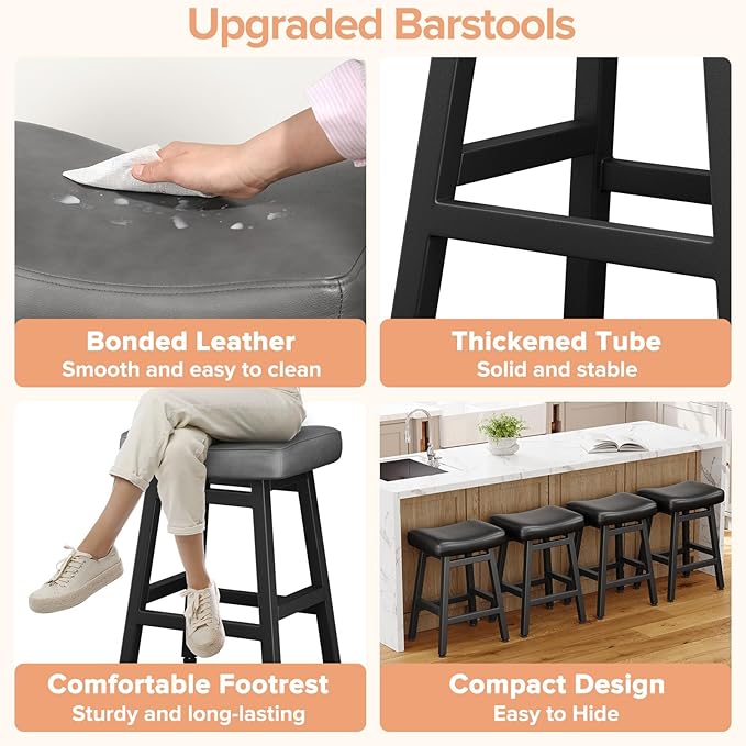 Counter Height Bar Stools Set of 3, 24 Inch Barstools - Image 4