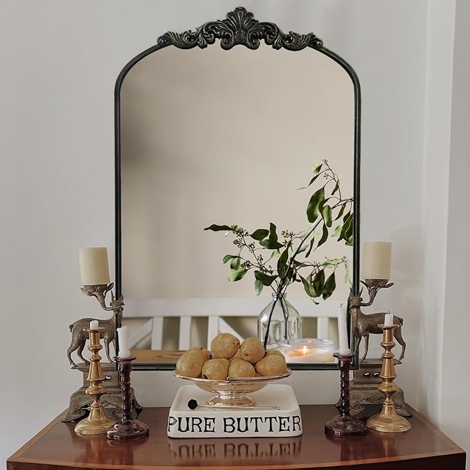 WAMIRRO Arched Mirror, Antique Brass Mirrors - Image 5