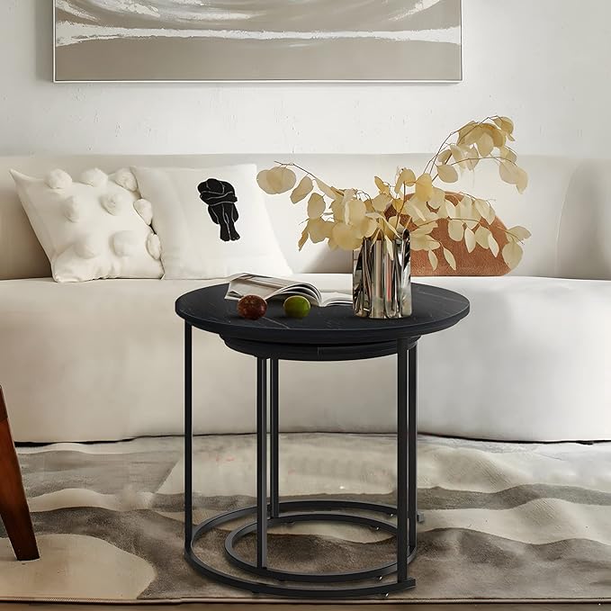 Black Marble Nesting Coffee Table - Image 9