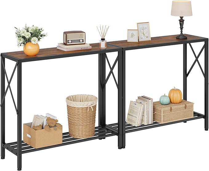 Tajsoon 2 Pack Console Table, 2 Tier Small Hallway Table, Narrow Sofa Table by Tajsoon