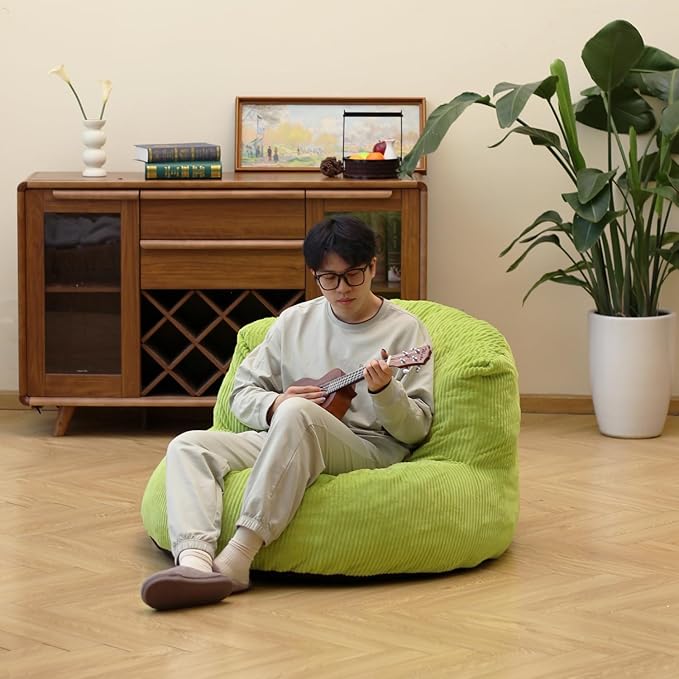 N&V Large Crescent Bean Bag Chair, Adult Size Bean Bag Sack, Foam Filling - Image 5